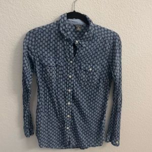 Eddie Bauer Blouse blue and white, 100% Cotton